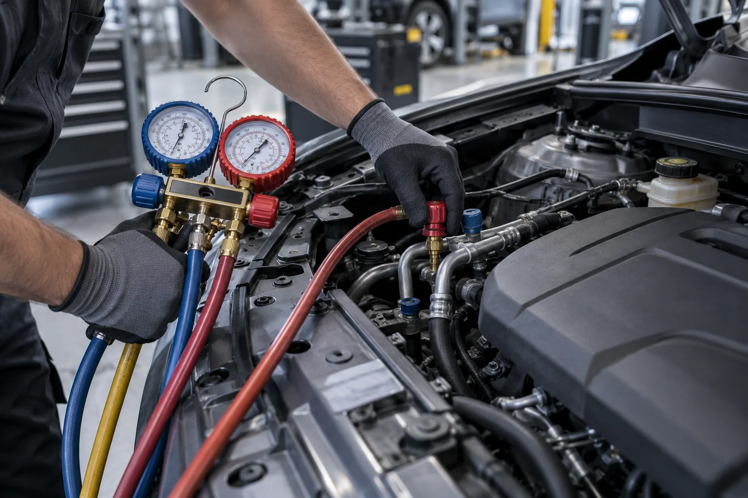 Illustrative car ac repair inspection